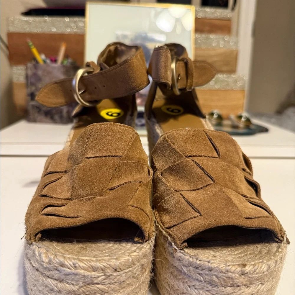 Brown Espadrille Wedge Sandals